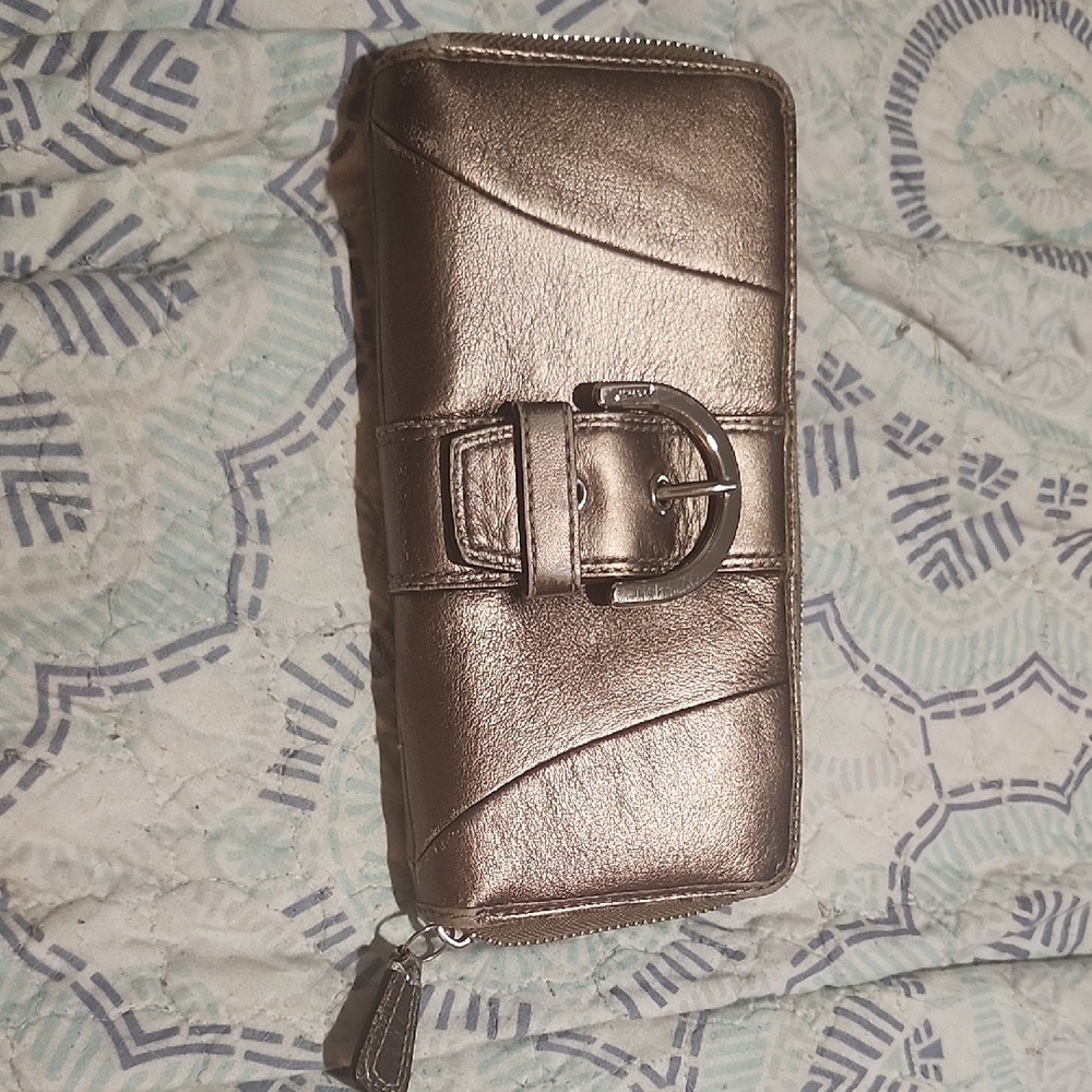 Coach Metallic Wallet with Buckle Detail